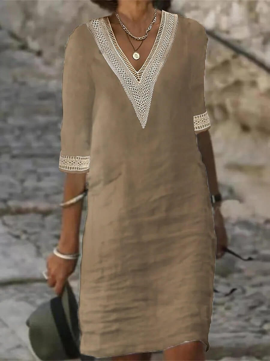 Arianna™ | V-Neck Crochet Dress