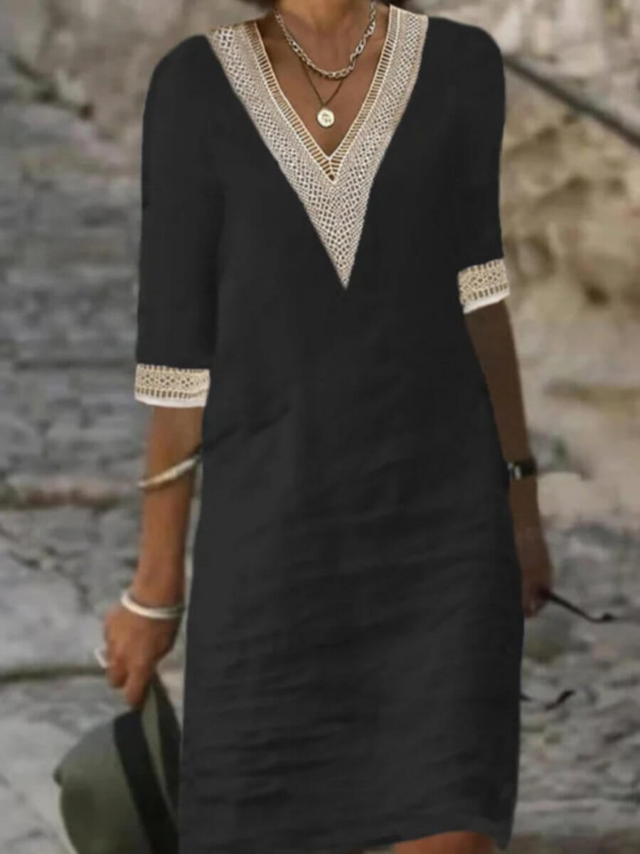 Arianna™ | V-Neck Crochet Dress