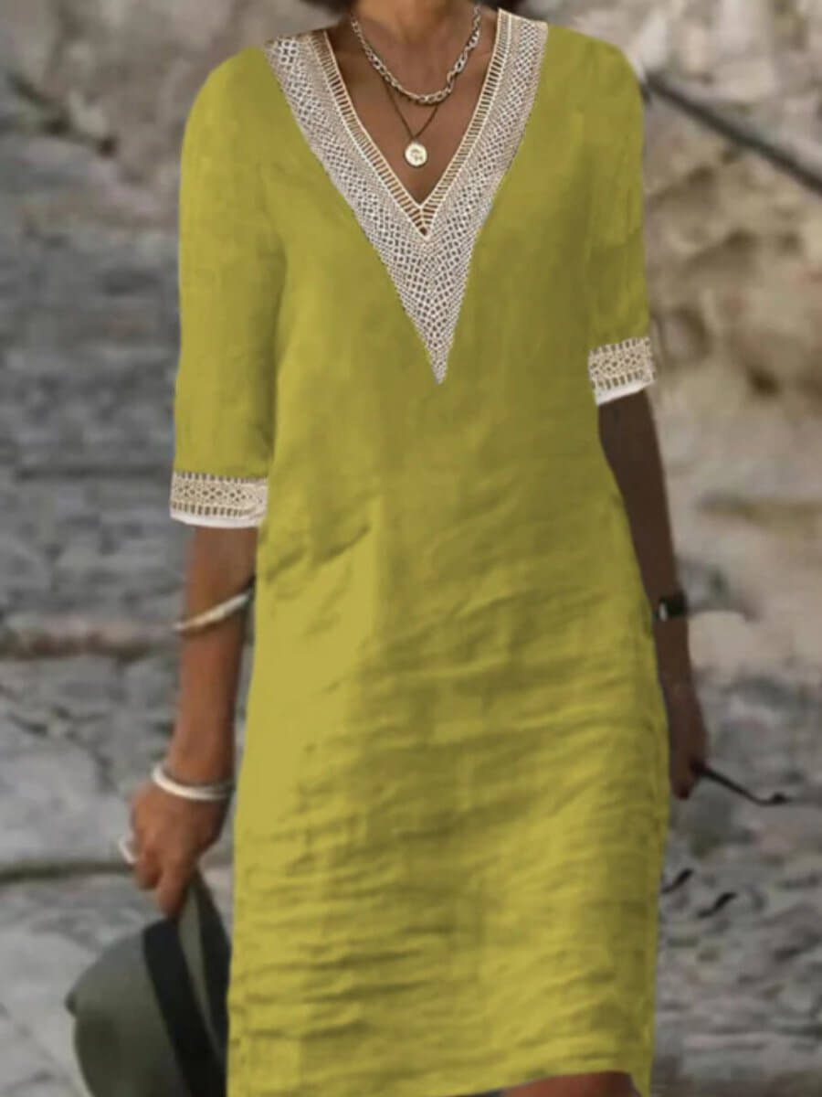Arianna™ | V-Neck Crochet Dress