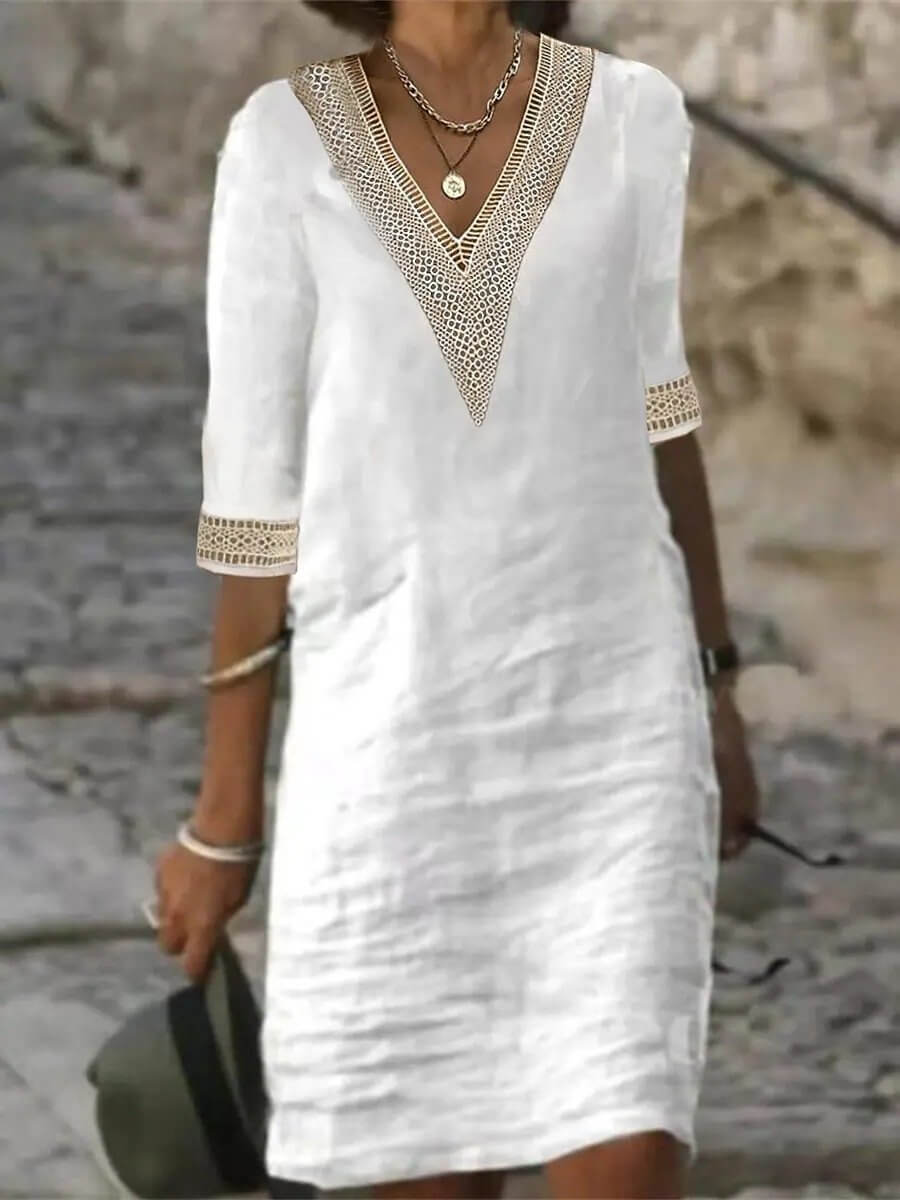 Arianna™ | V-Neck Crochet Dress