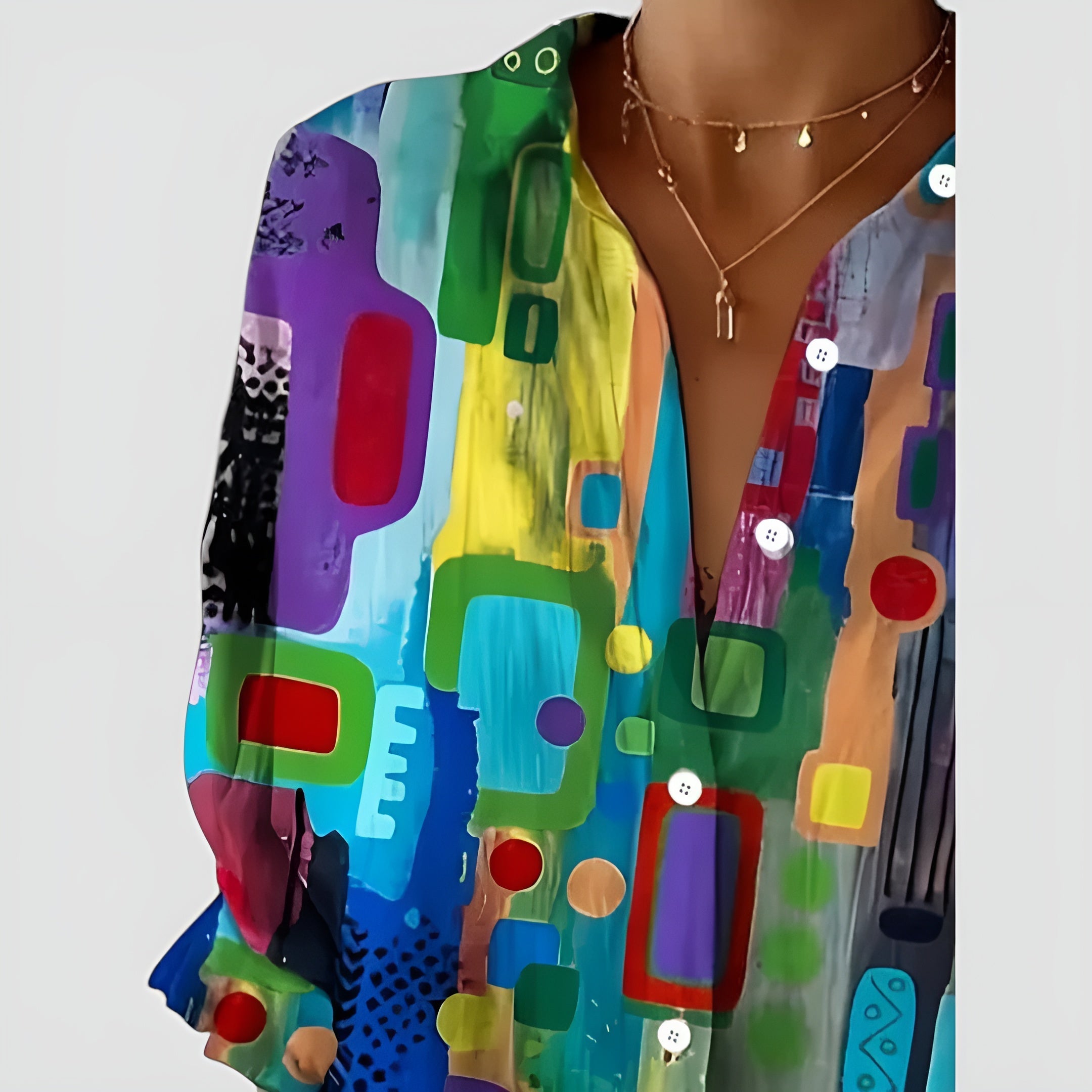 Mila™ blouse with geometric pattern