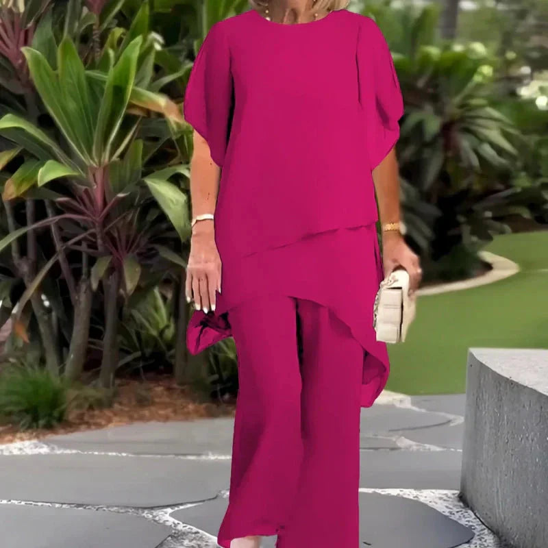 Carly | Chic Asymmetrical Top and Pants Set