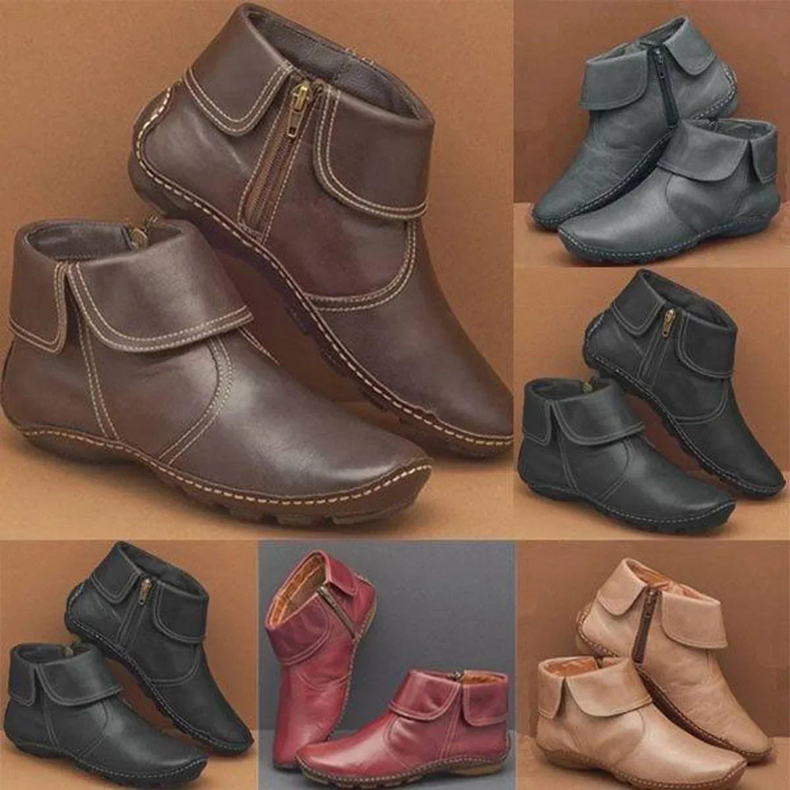 Jenna | Stylish Retro Leather Ankle Boots