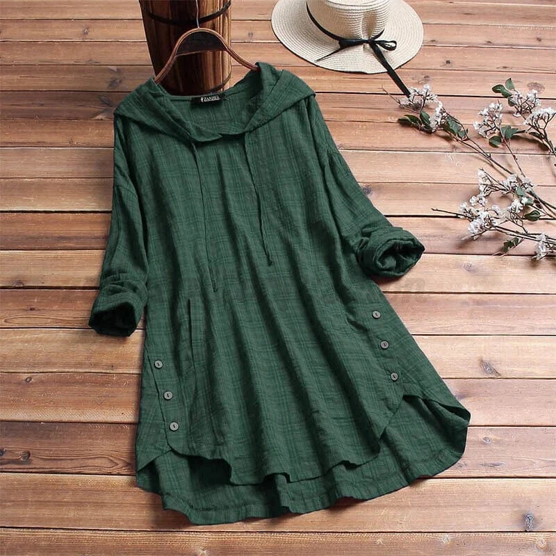 Eliane | Stylish Hooded Button Dress