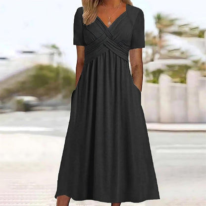 Nora | Stylish V-Neck Pocket Dress