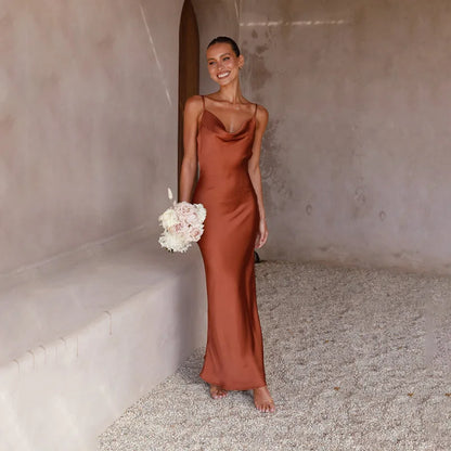 Eleanor™ | Satin Cowl Neck Maxi Dress
