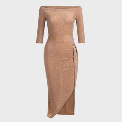 Aurora | Off-Shoulder Glamorous Glitter Dress