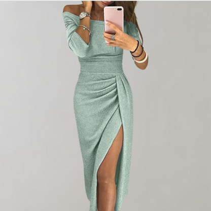 Aurora | Off-Shoulder Glamorous Glitter Dress