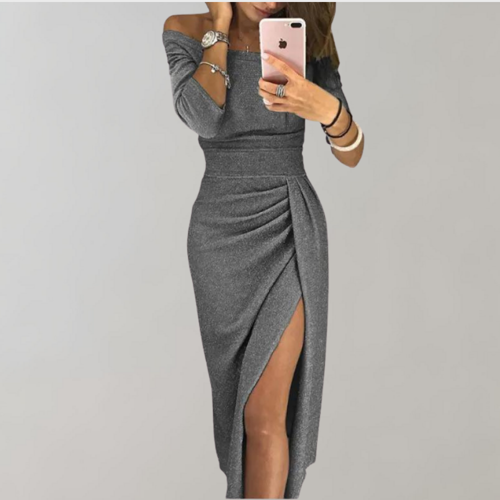 Aurora | Off-Shoulder Glamorous Glitter Dress
