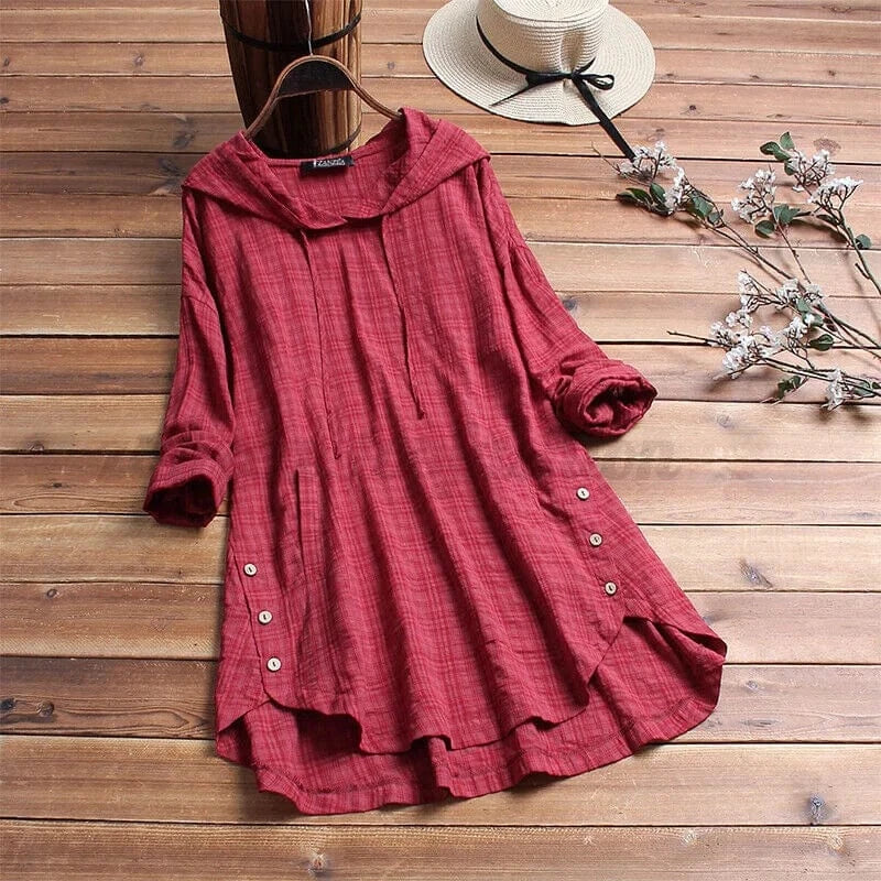 Eliane | Stylish Hooded Button Dress