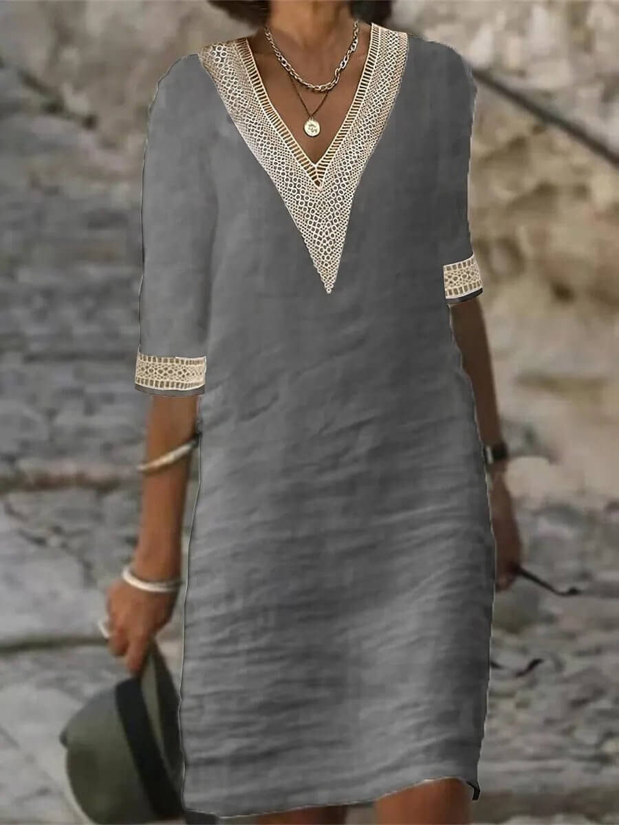 Arianna™ | V-Neck Crochet Dress