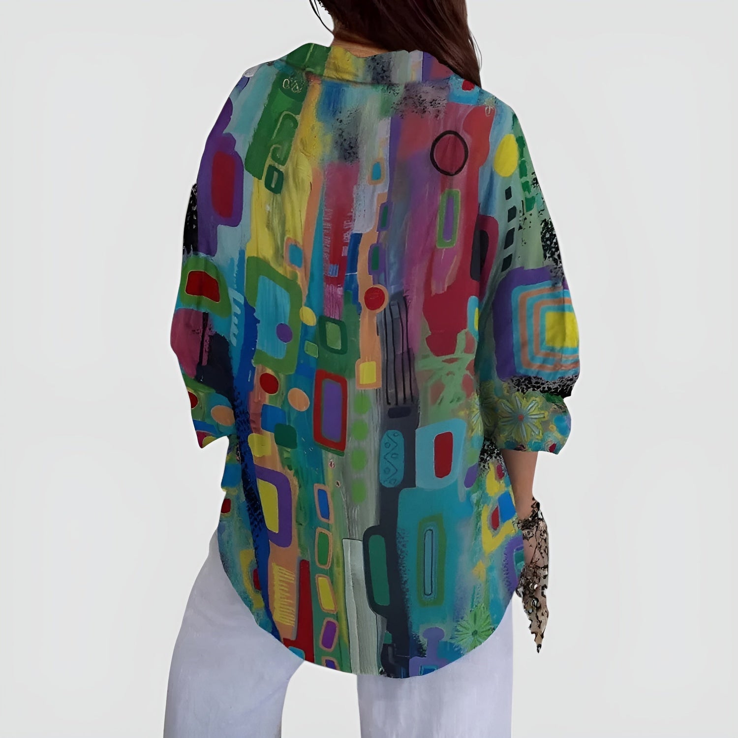 Mila™ blouse with geometric pattern