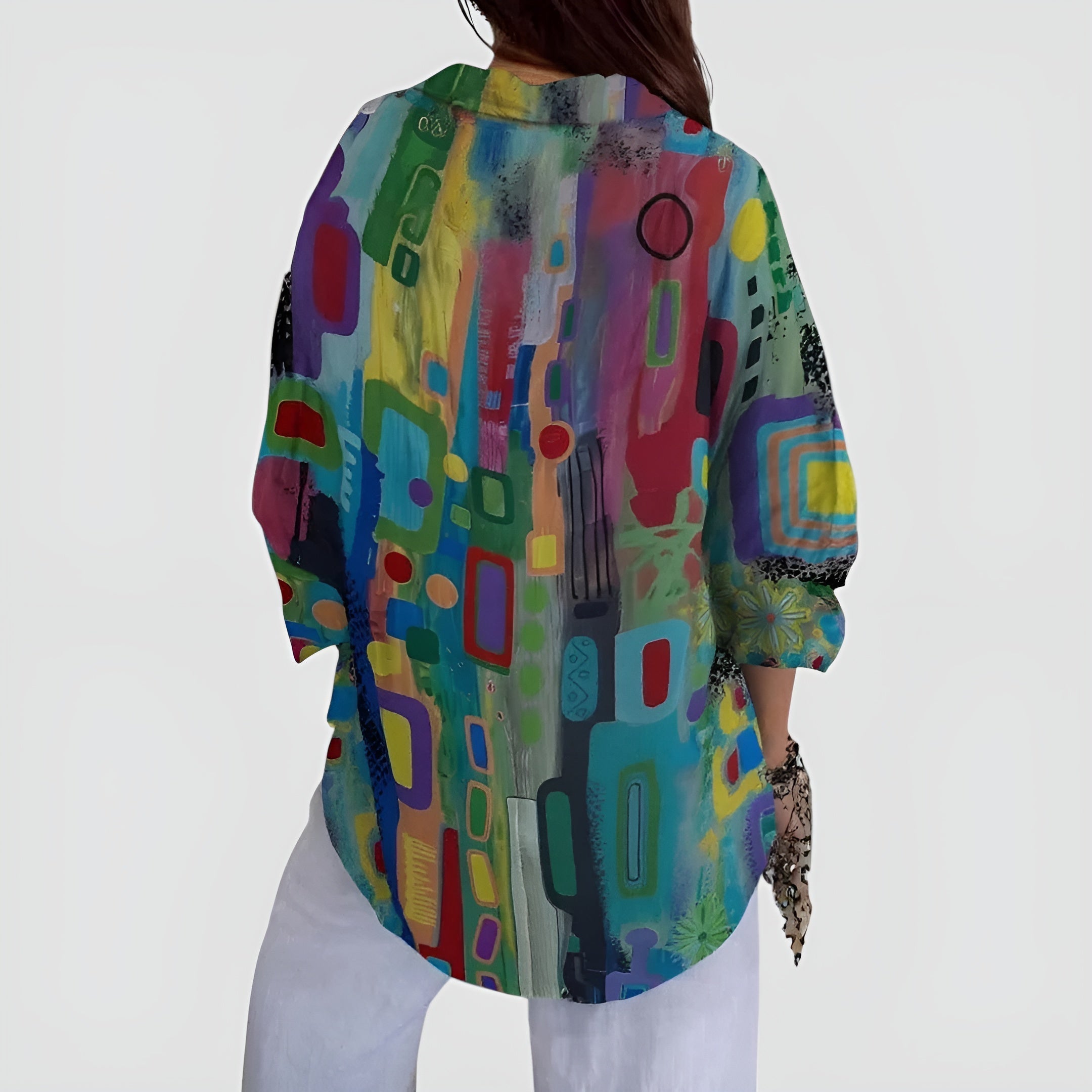 Mila™ blouse with geometric pattern