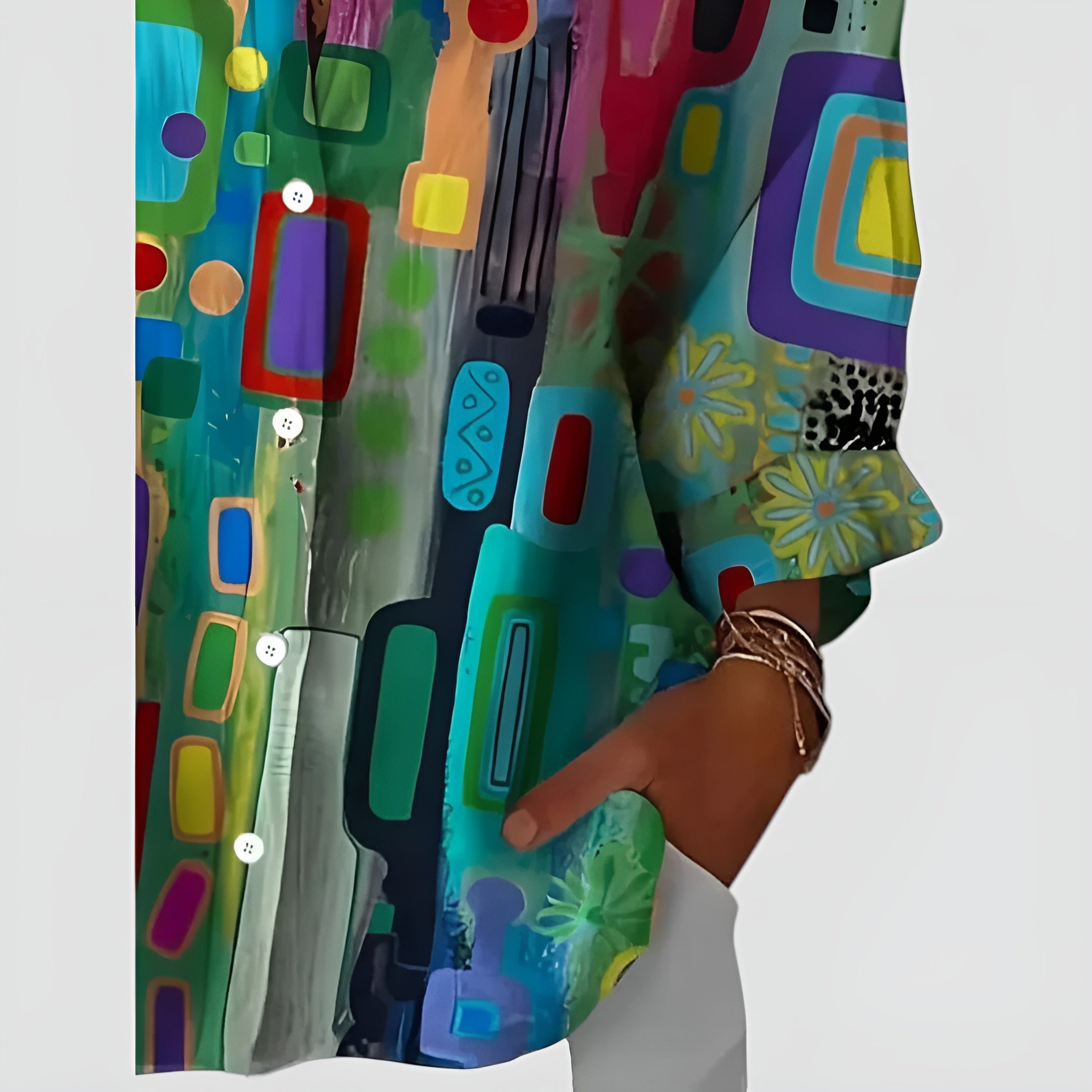 Mila™ blouse with geometric pattern