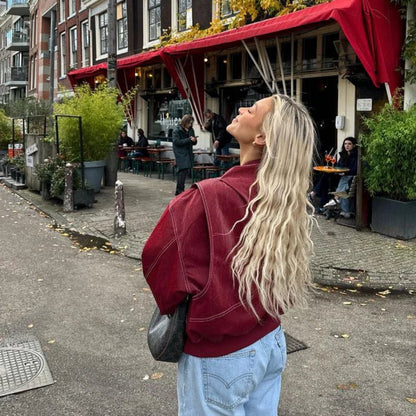 Ingrid | Oversized Leather Bomber Jacket